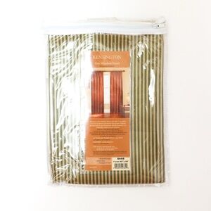 SET of TWO New Kensington Window Panel Curtain Pinstripe Gold Green 40 x 96 in